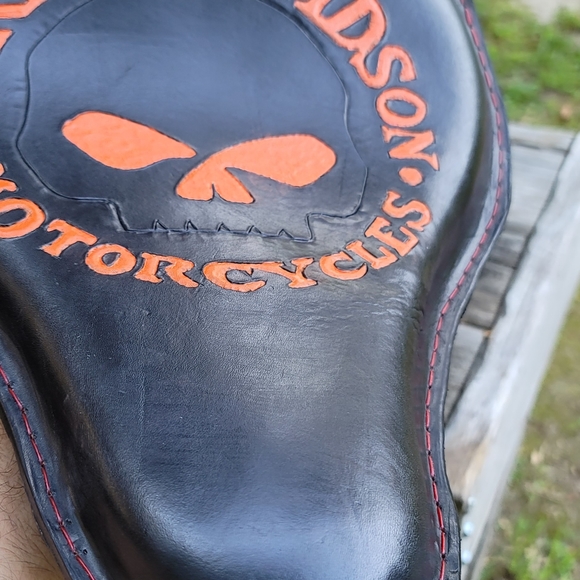 Black leather motorcycle seat